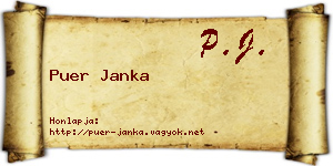 Puer Janka névjegykártya